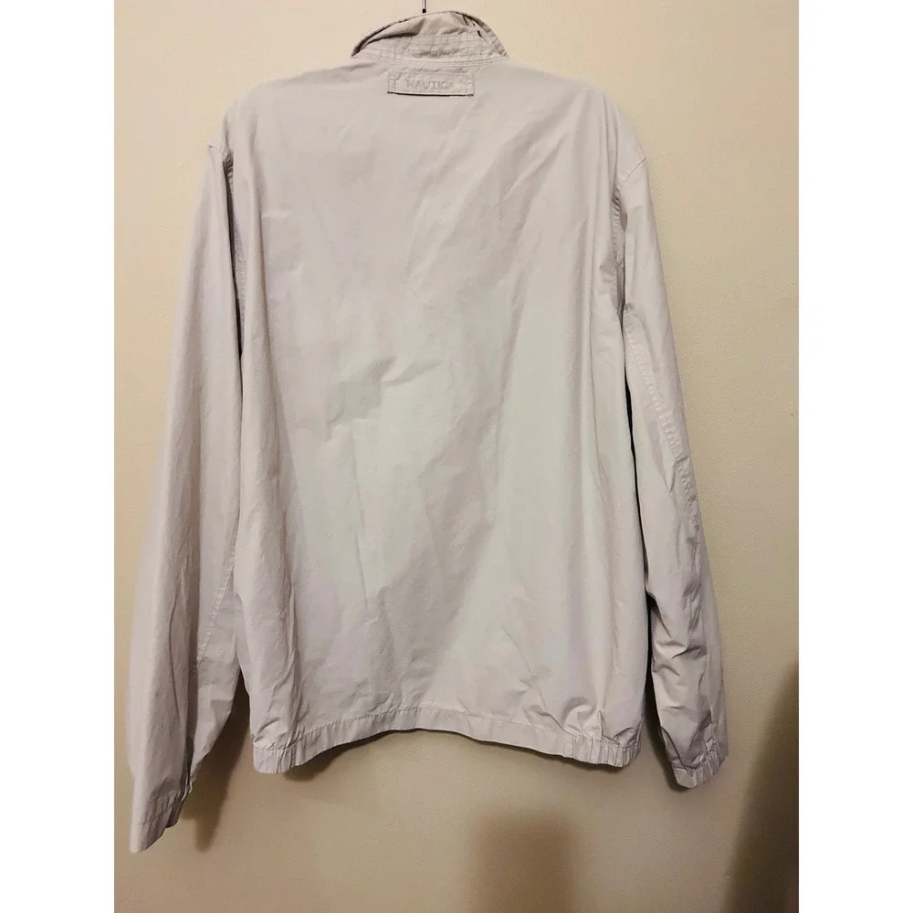 Nautica Harrington Jacket Mens XL Beige Good Zip Up Cotton Blend Windbreaker